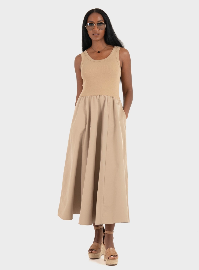 Weekend Max Mara Technical fabric and cotton dress - Beige