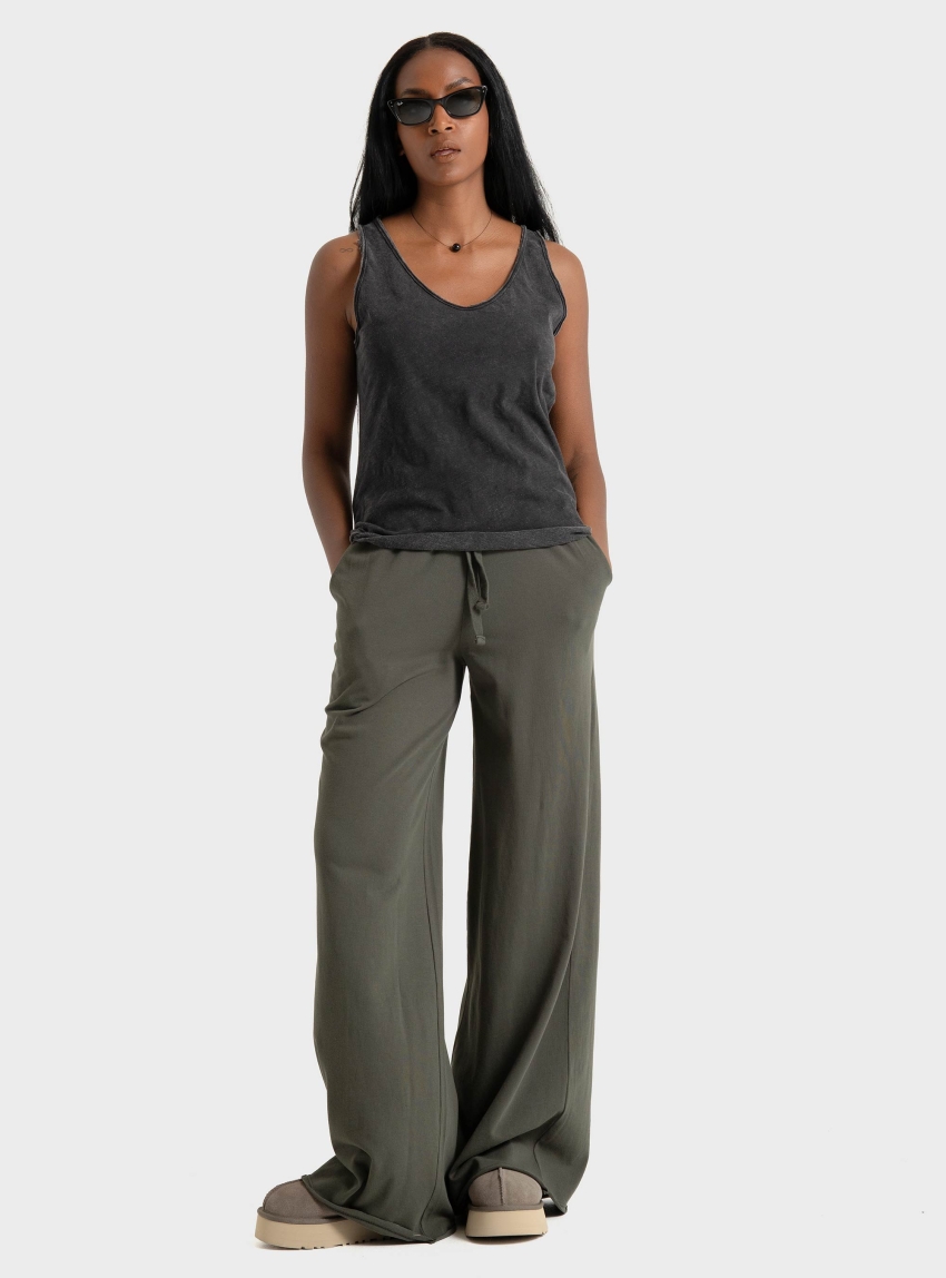Dirty Laundry Wide Leg Sweatpants - Khaki