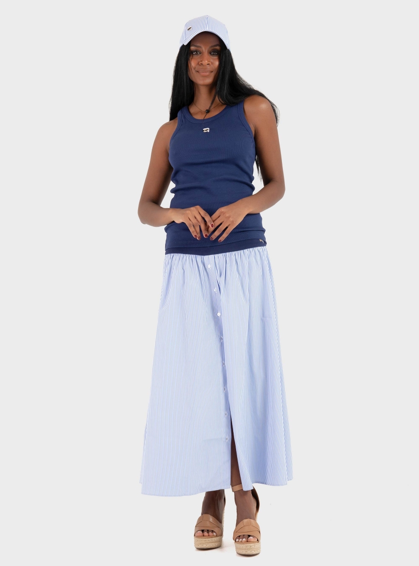 Karl Lagerfeld Ikon Ribbed Tank Top - Blue