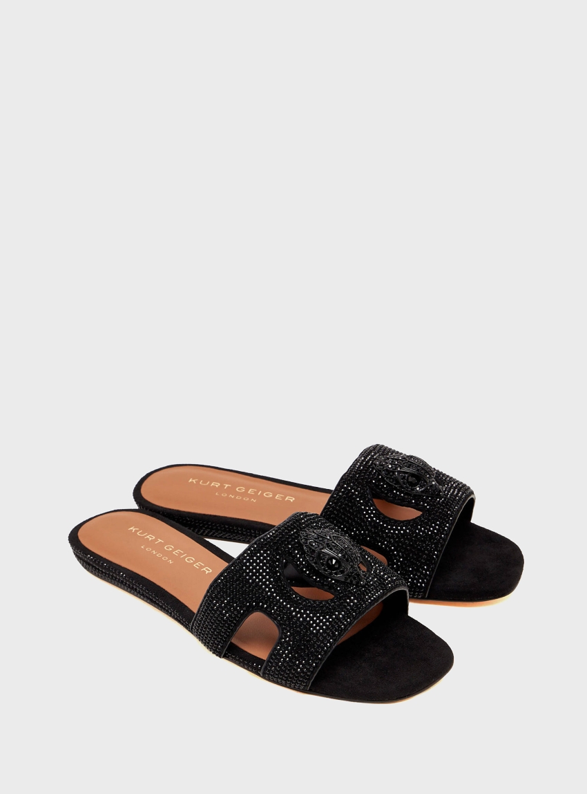 Kurt Geiger Eagle Cut Out Flat Sandals - Black