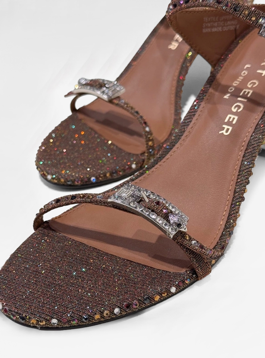 Kurt Geiger Strass Double Buckle Sandals - Bronze