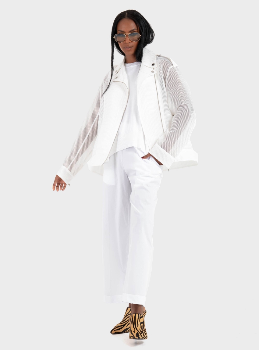 Karl Lagerfeld Organza Biker Jacket - White