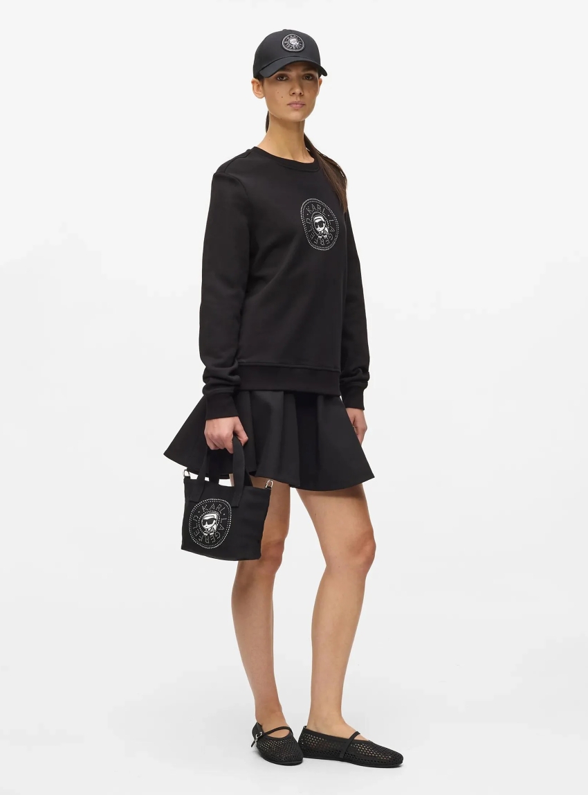 Karl Lagerfeld Ikon Circle Rhinestones Shopper - Black