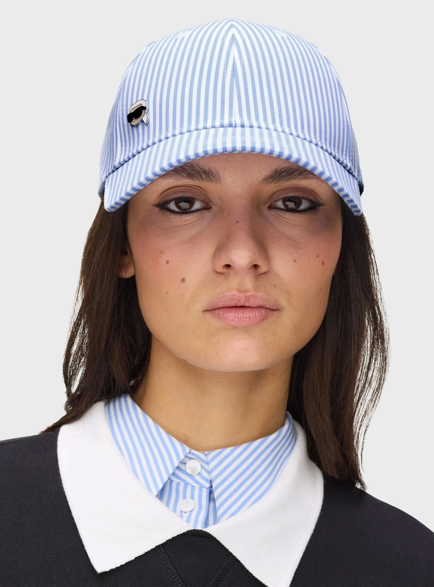 Karl Lagerfeld Ikon Striped Cap - Blue
