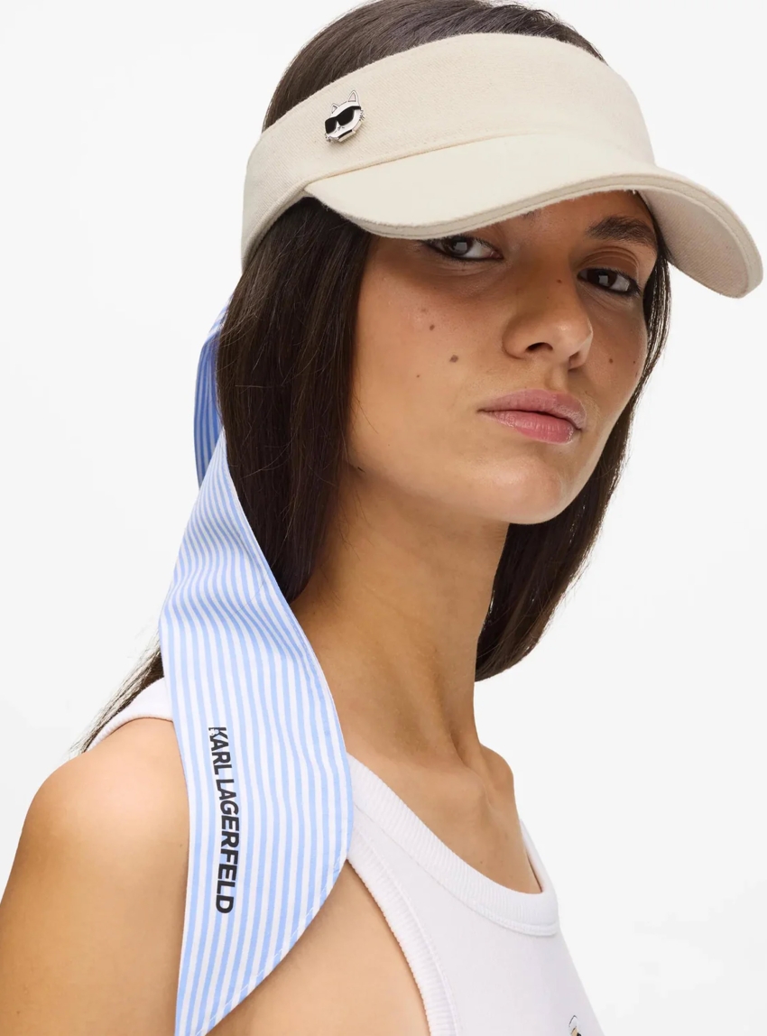 Karl Lagerfeld Ikon Choupette Tie Detail Visor - Natural