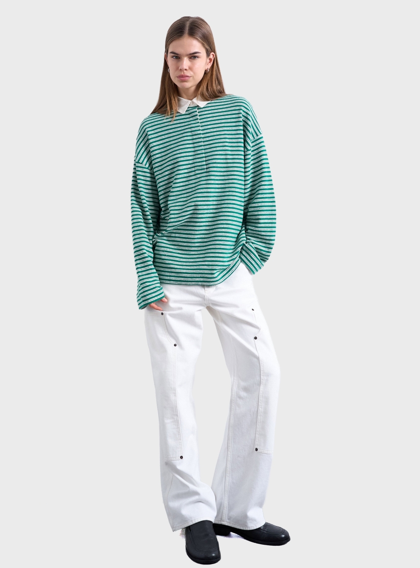 Topshop Mathilde Textured Polo - Green