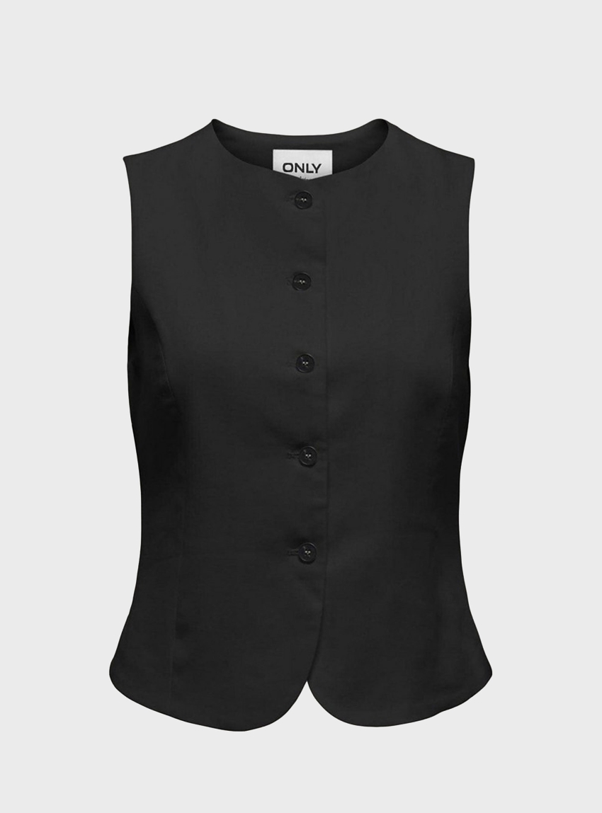 Only Goa Linen Waistcoat - Black