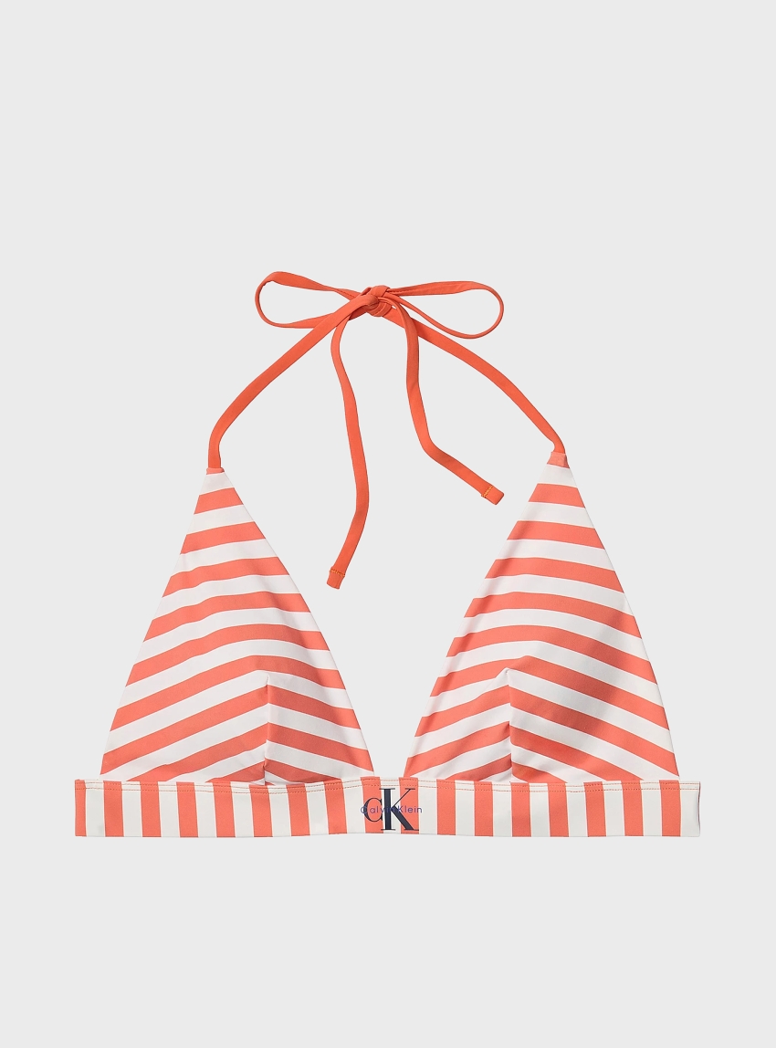 Calvin Klein Halter Triangle Bikini Top - Striped