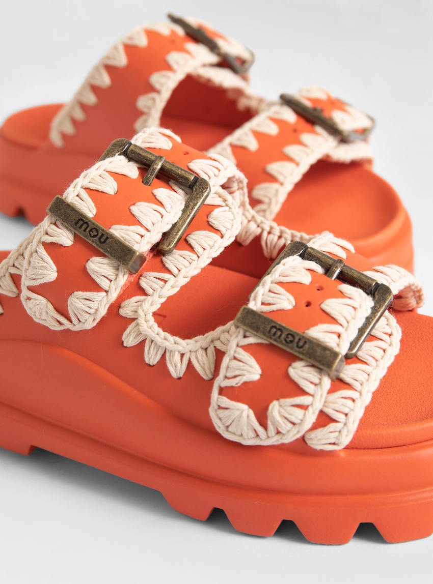 Mou Eva One-Piece Slide Two-Buckles - Orange