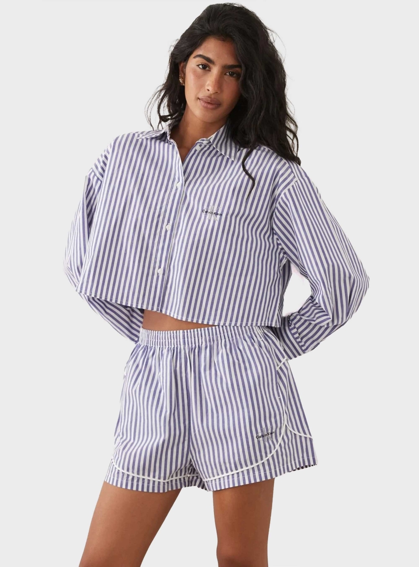 Calvin Klein Cotton Poplin Pyjama Shorts - Blue