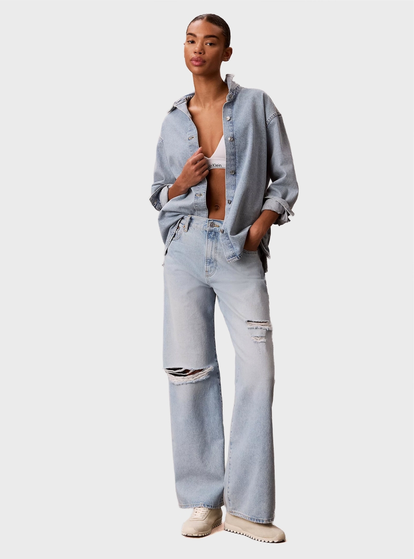 Calvin Klein Wide Leg Jeans - Distreassed Denim