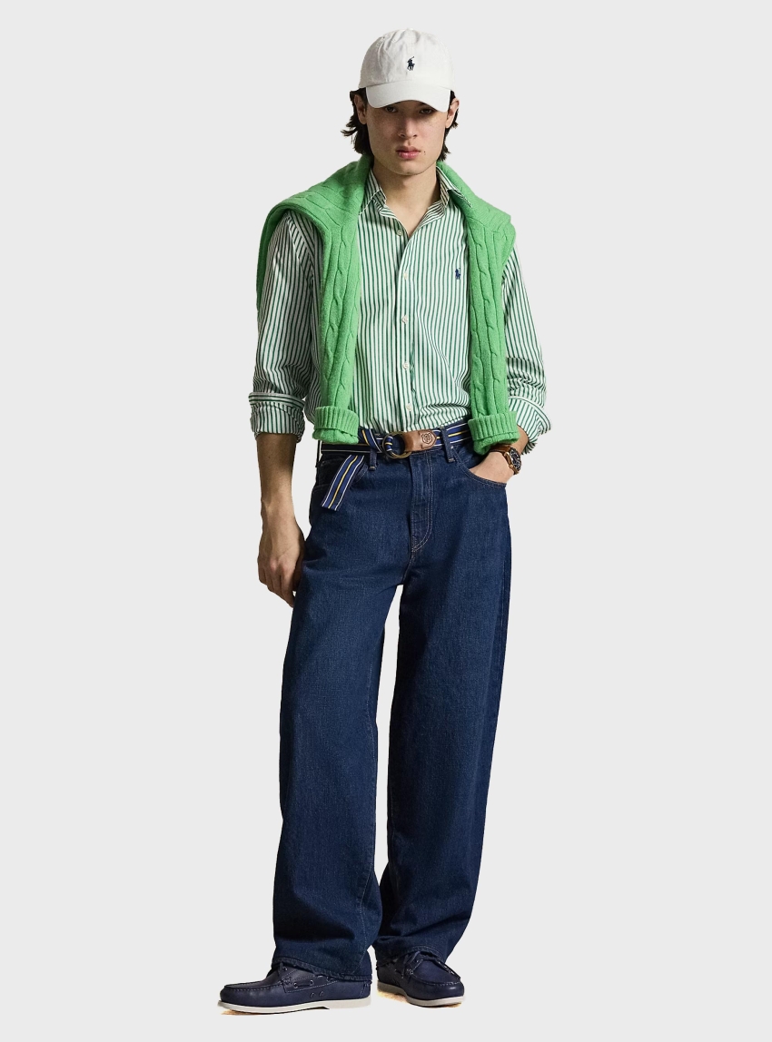 Polo Ralph Lauren Custom Fit Striped Broadcloth Shirt - Green