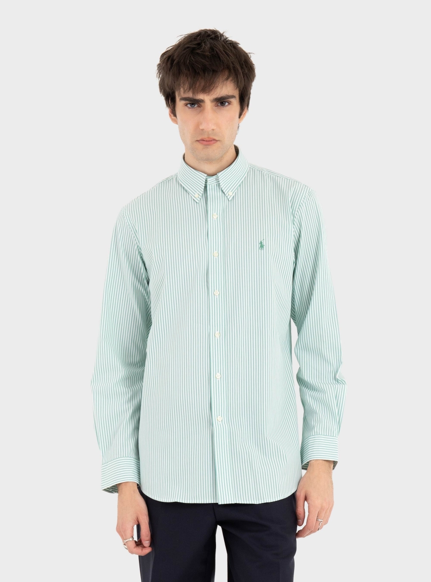 Polo Ralph Lauren Custom Fit Striped Stretch Poplin Shirt - Green