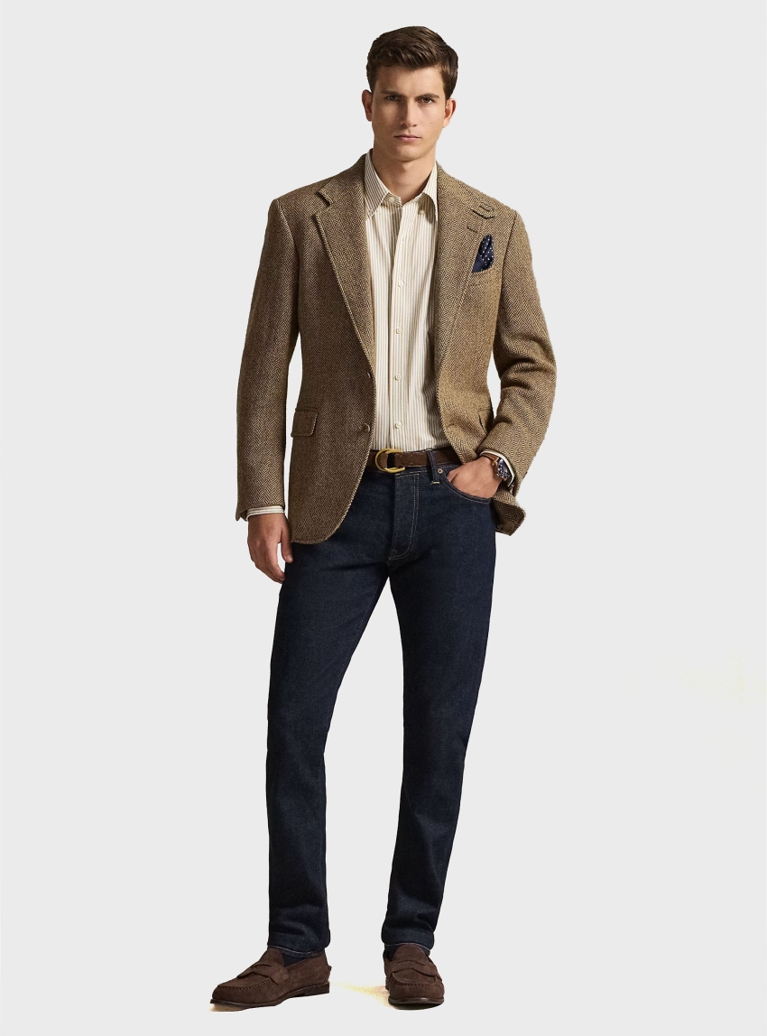 Polo Ralph Lauren Custom Fit Striped Stretch Poplin Shirt - Beige