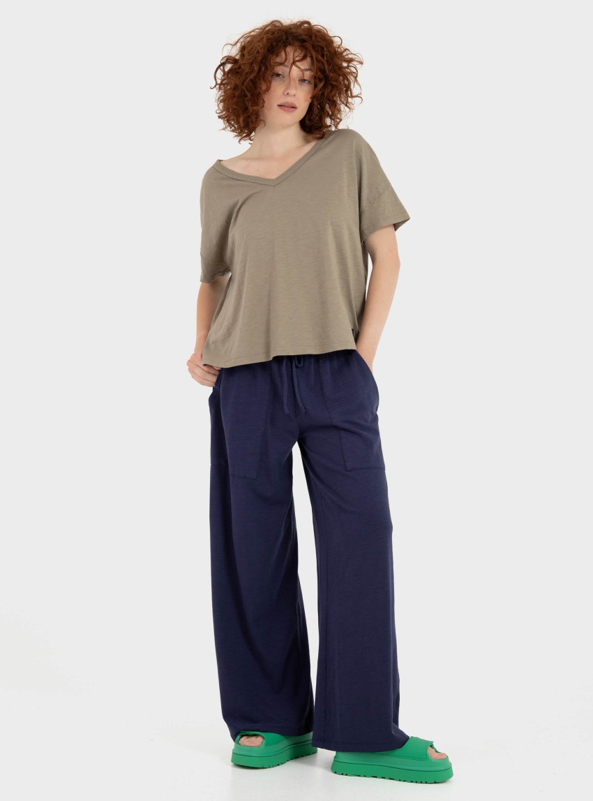 Dirty Laundry Oversized V-Neck T-Shirt - Taupe
