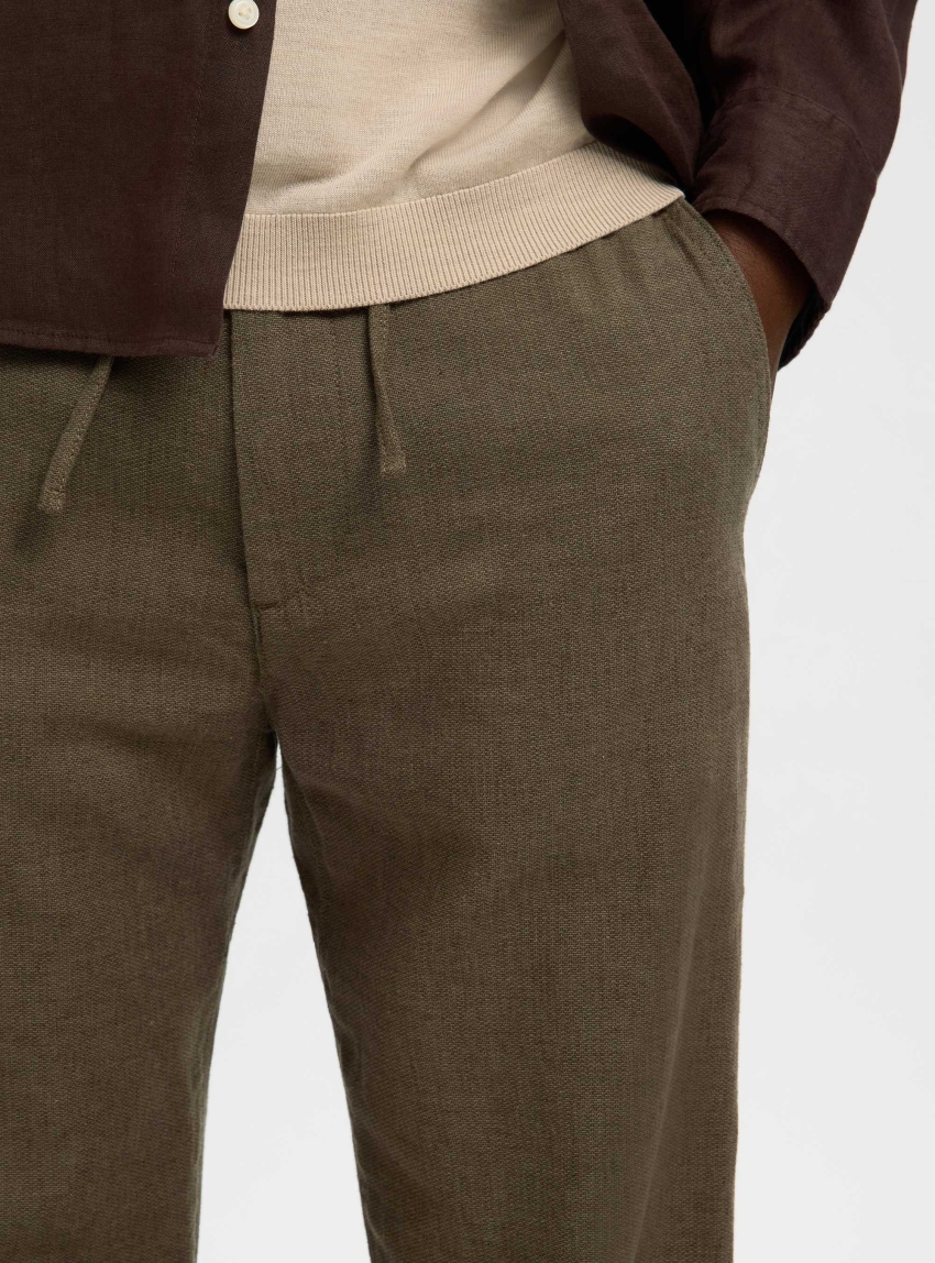 Selected 172-Slimtape Brody Linen Pants - Dark Green