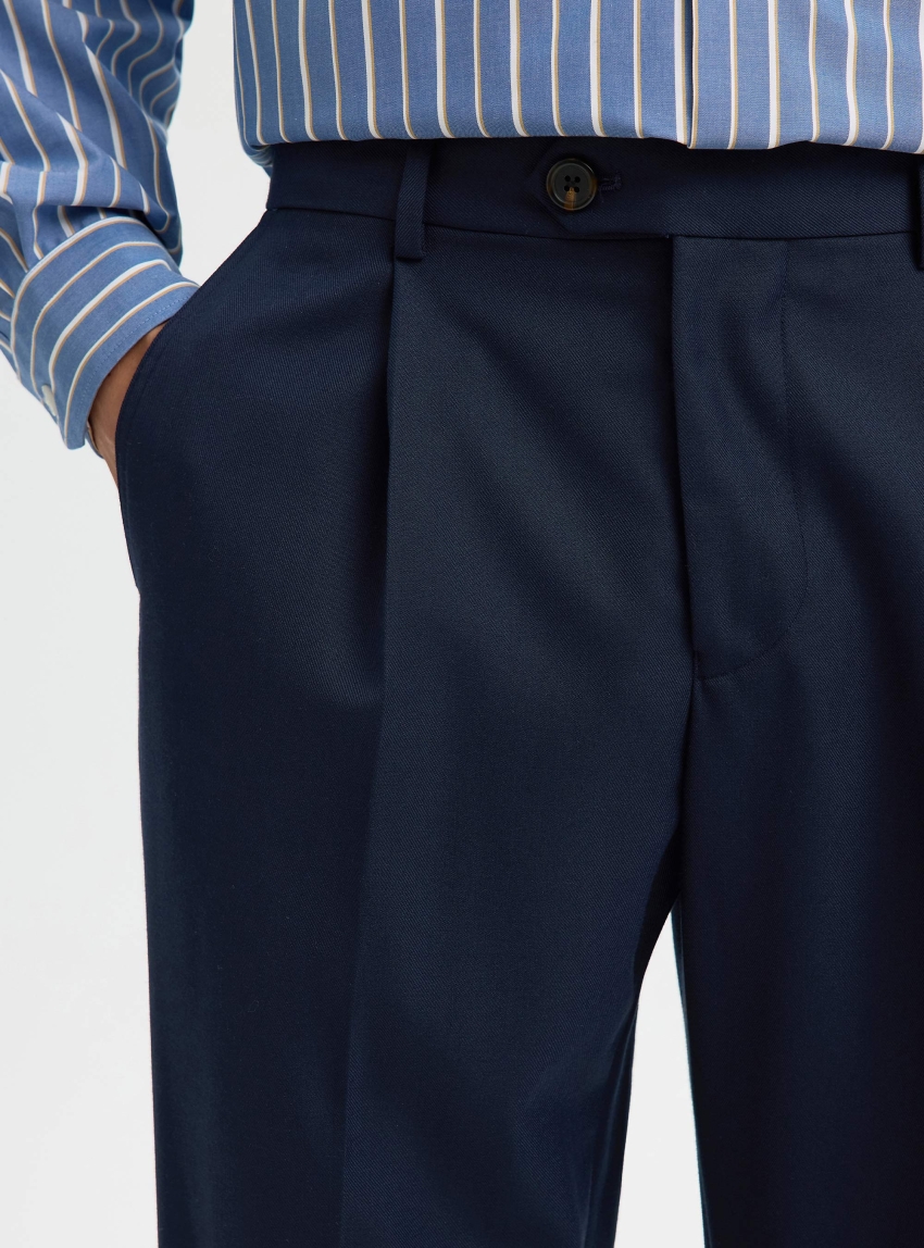 Selected 196-Straight Otto Leo Wool Blend Pants - Dark Blue