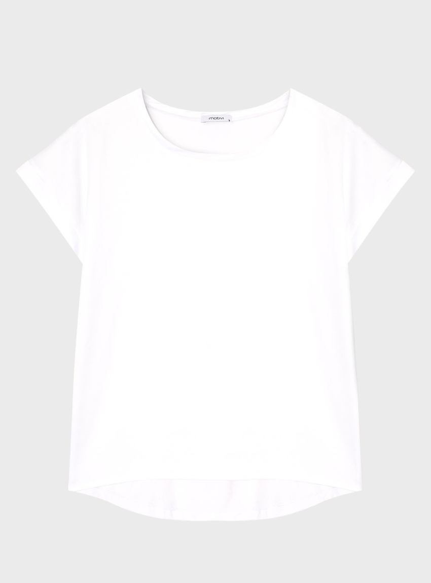 Motivi Two-tone cotton blend T-shirt - White