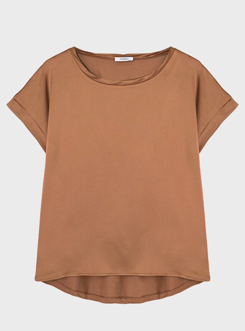 Motivi Two-tone cotton blend T-shirt - Brown