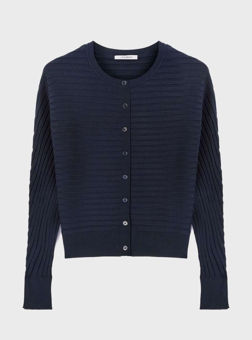Motivi Horizontal ribbed knit cardigan - Blue