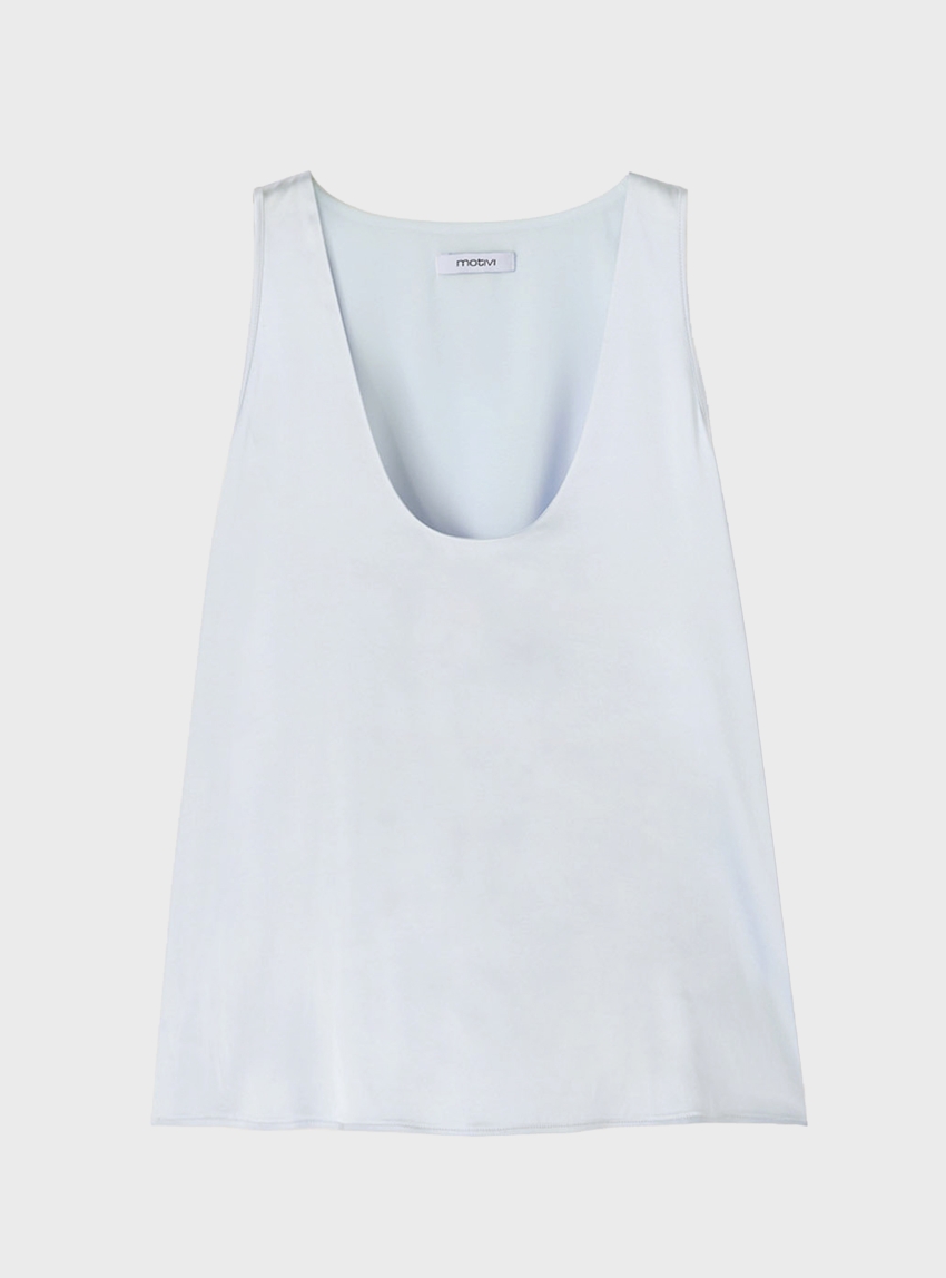Motivi Wide shoulder satin top - Light Blue