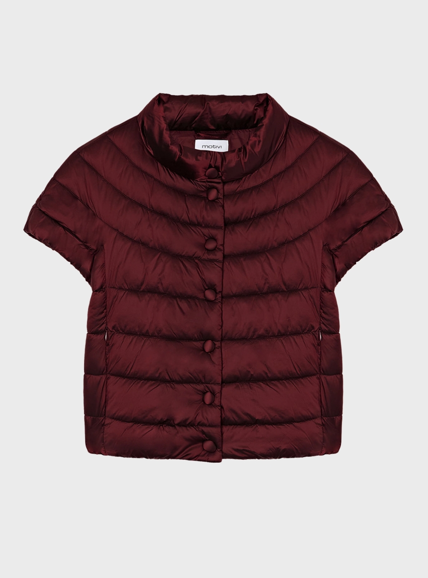 Motivi Lightweight short-sleeve puffer jacket - Bordeaux