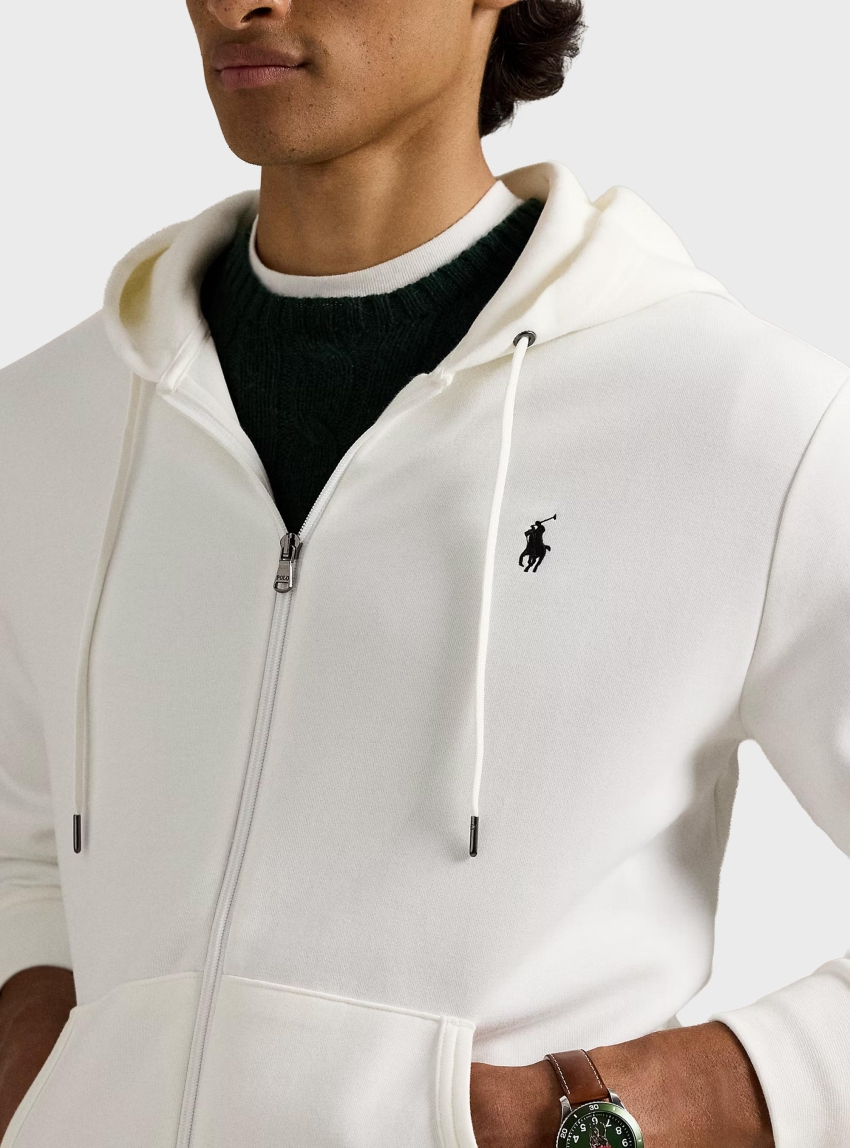 Polo Ralph Lauren Double-Knit Full-Zip Hoodie - White