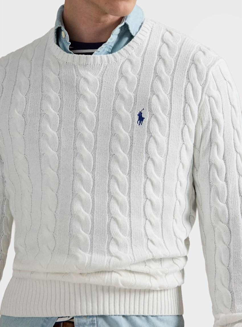 Polo Ralph Lauren Cable-Knit Cotton Jumper - White
