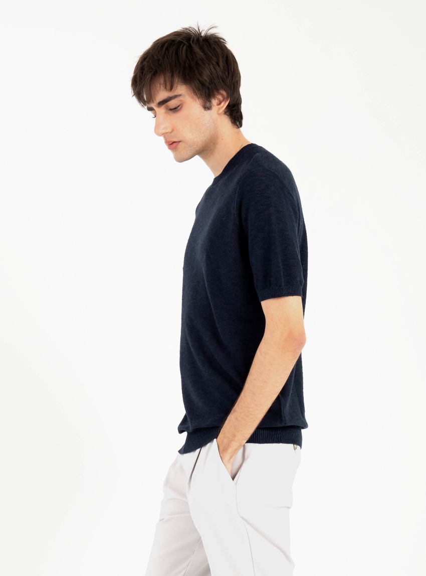 Antony Morato Sweater Regular Fit In Linen Blend Soft Yarn - Blue