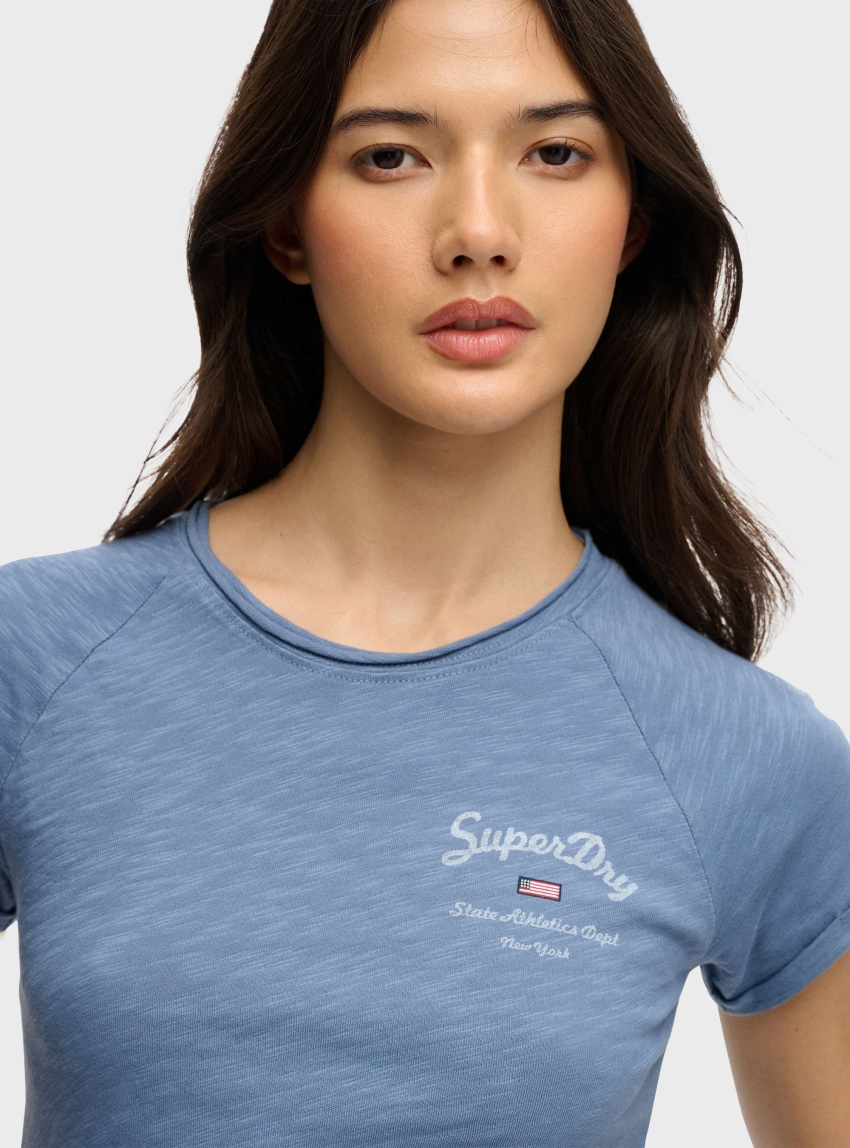 Superdry Athletic Essentials Slub Graphic T-Shirt - Light Blue