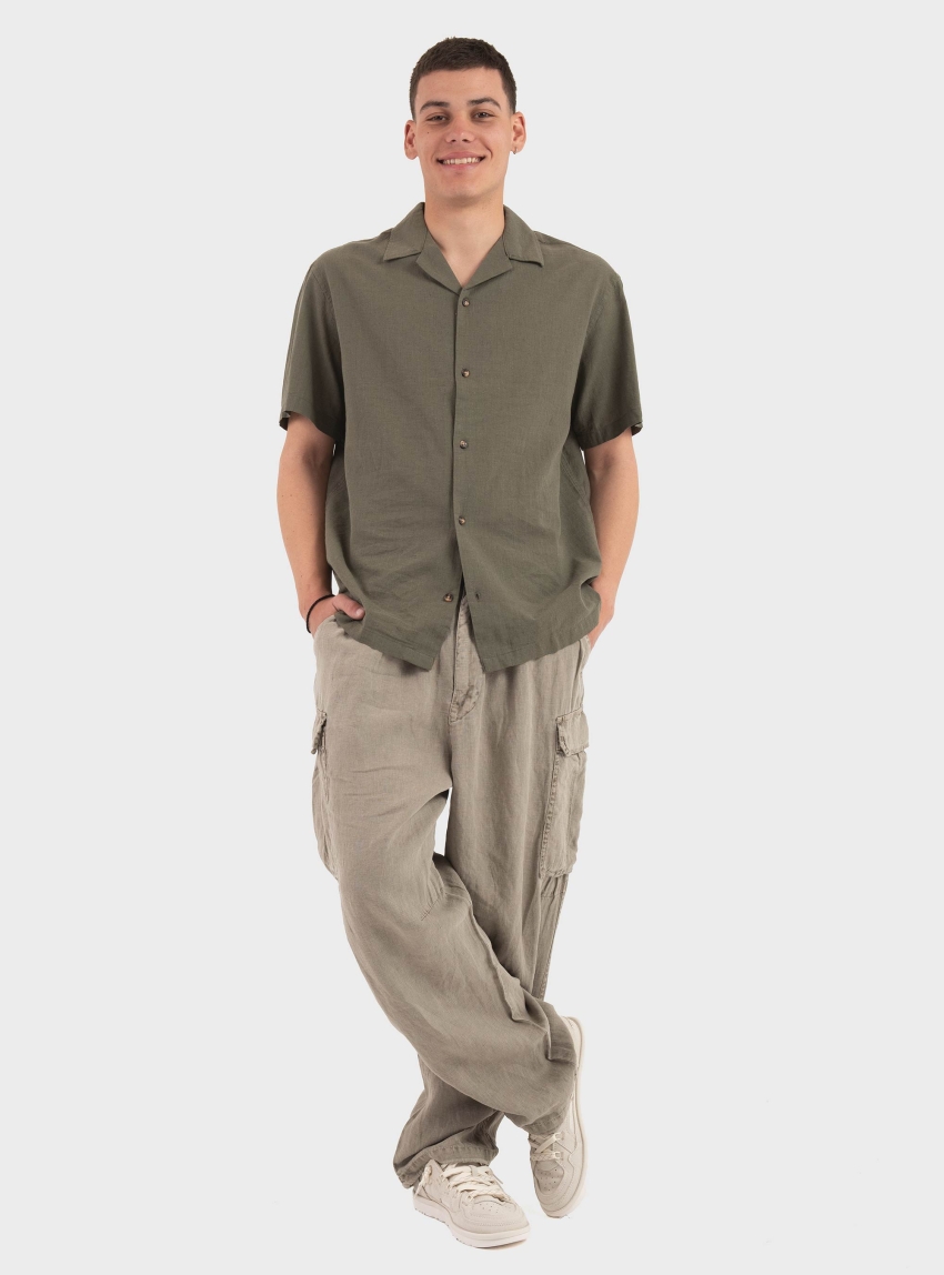 Jack & Jones Summer Linen Blend Resort Shirt - Olive 