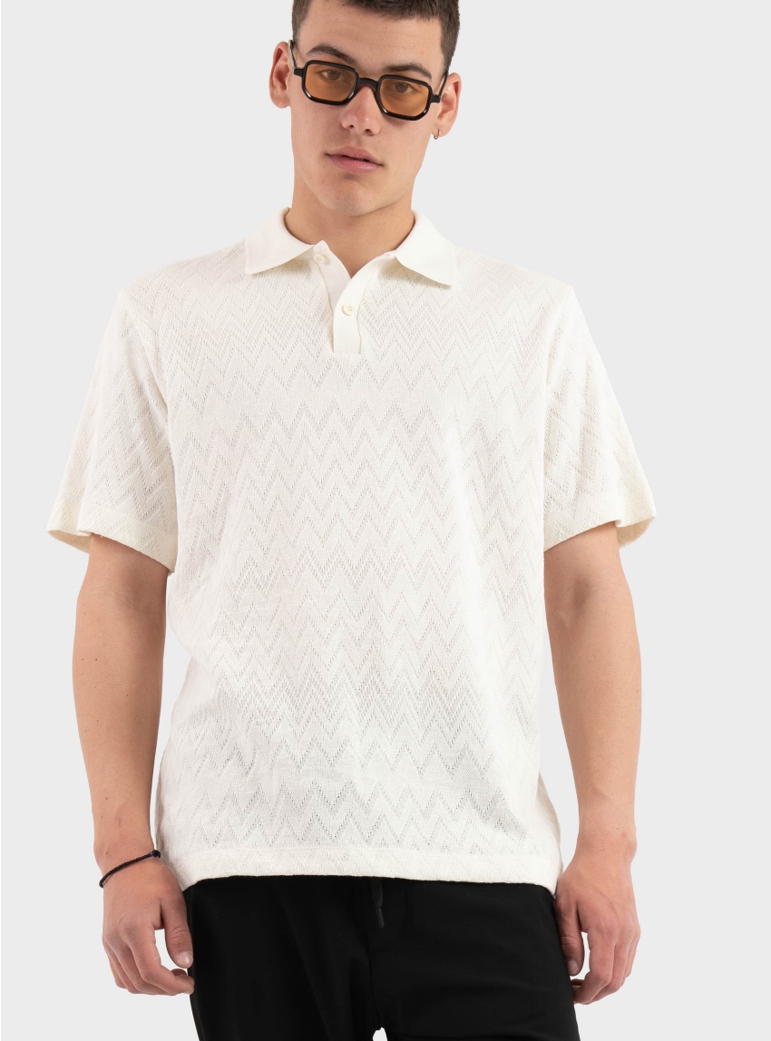 Jack & Jones Premium Trenton Jacquard Polo - White