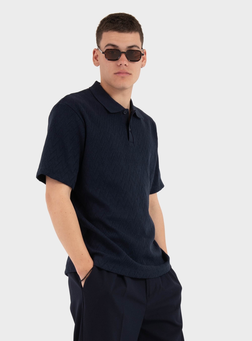 Jack & Jones Premium Trenton Jacquard Polo - Blue
