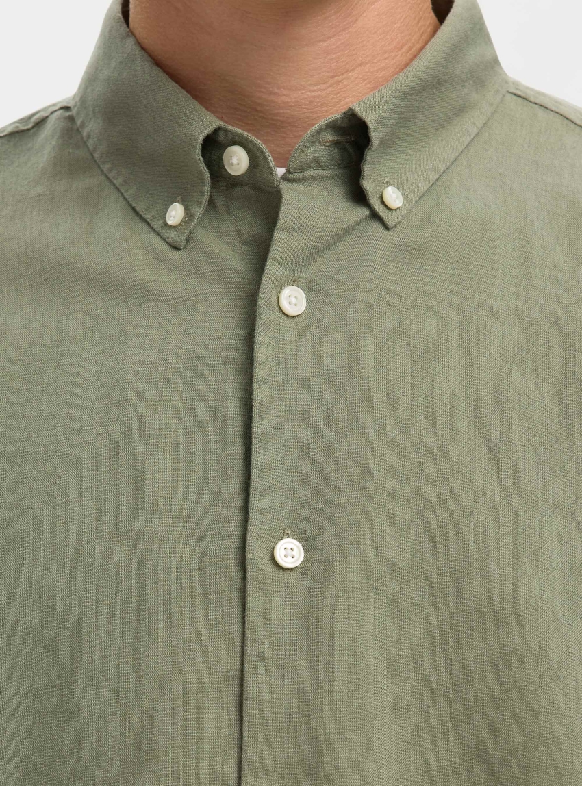 Selected Regurar Fit Clay Linenblend Shirt - Light Olive