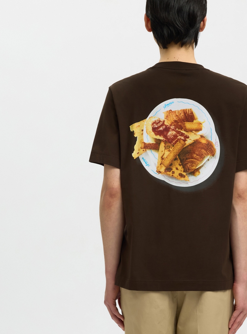 Selected Elias O-Neck Tee Hotel Amour - Dark Brown