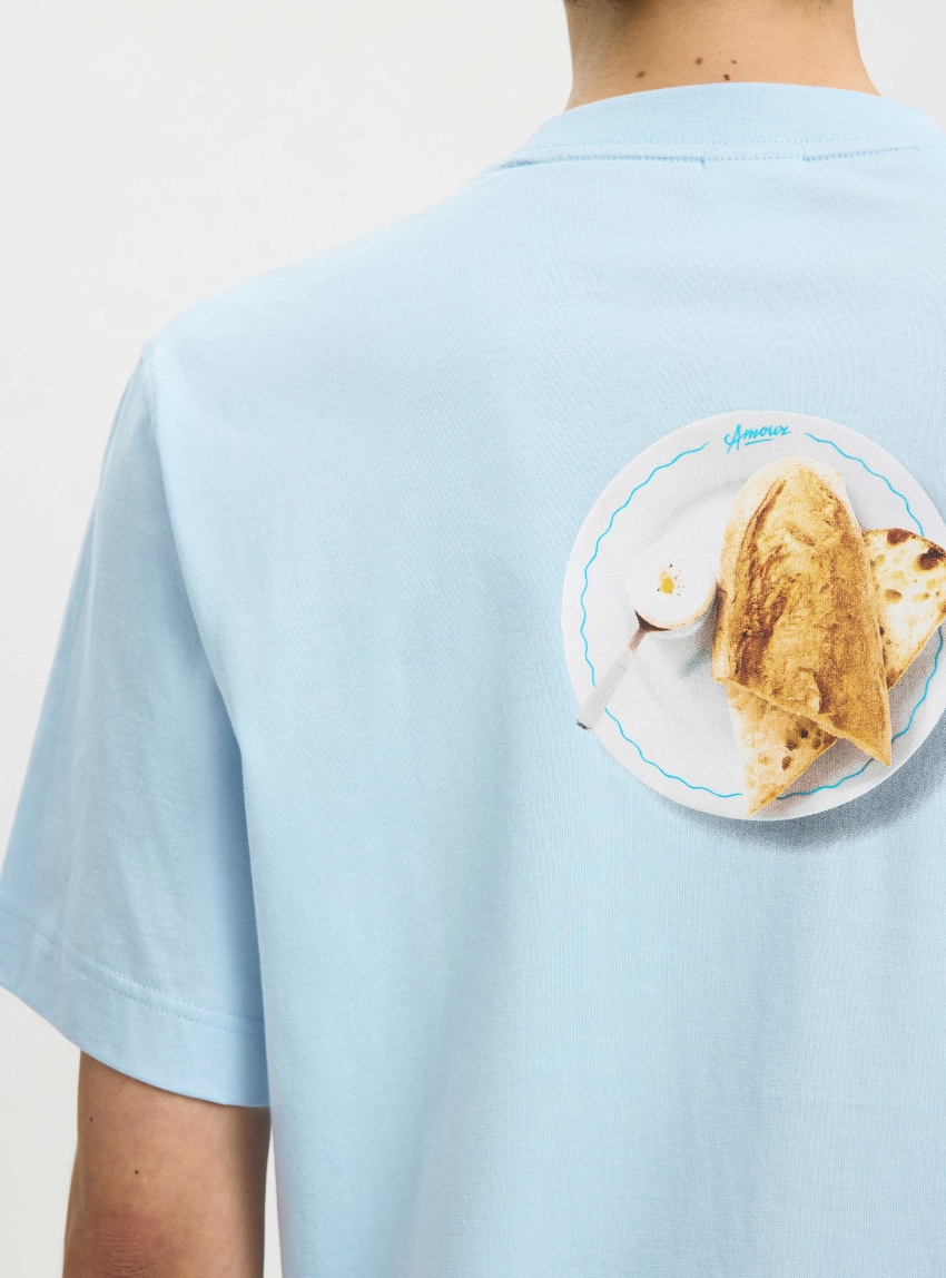 Selected Elias O-Neck Tee Hotel Amour - Light Blue