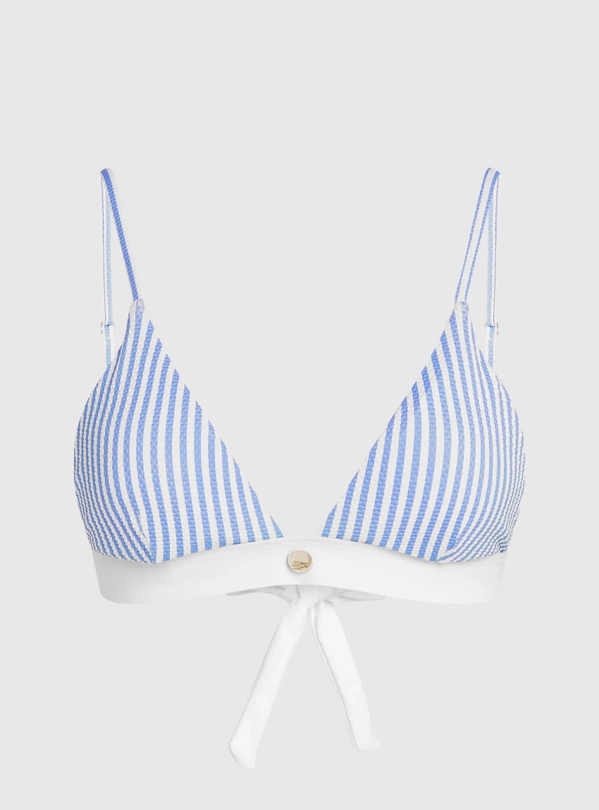 Karl Lagerfeld Gold Button Bikini Top - Striped Light Blue