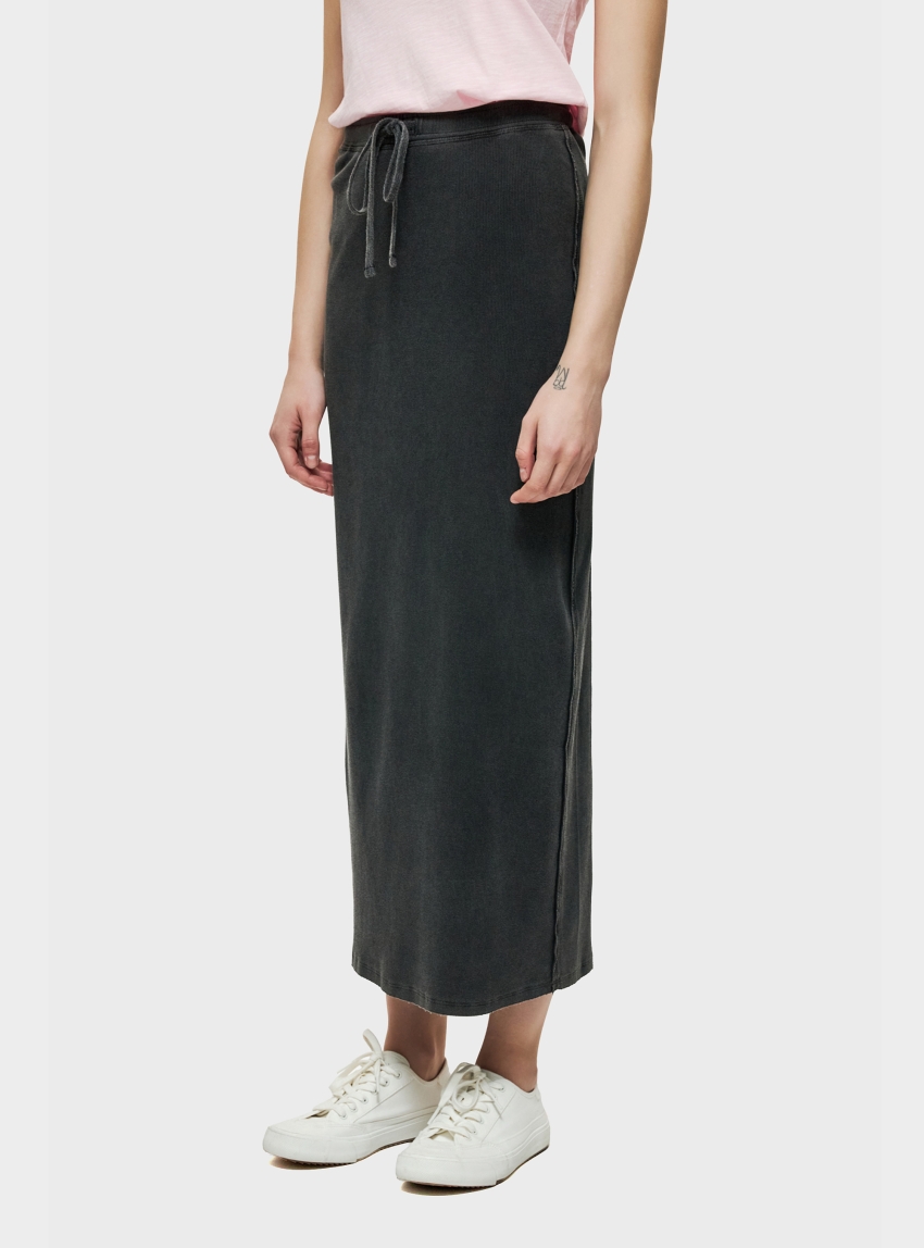 Dirty Laundry Maxi Rib Skirt - Washed Black