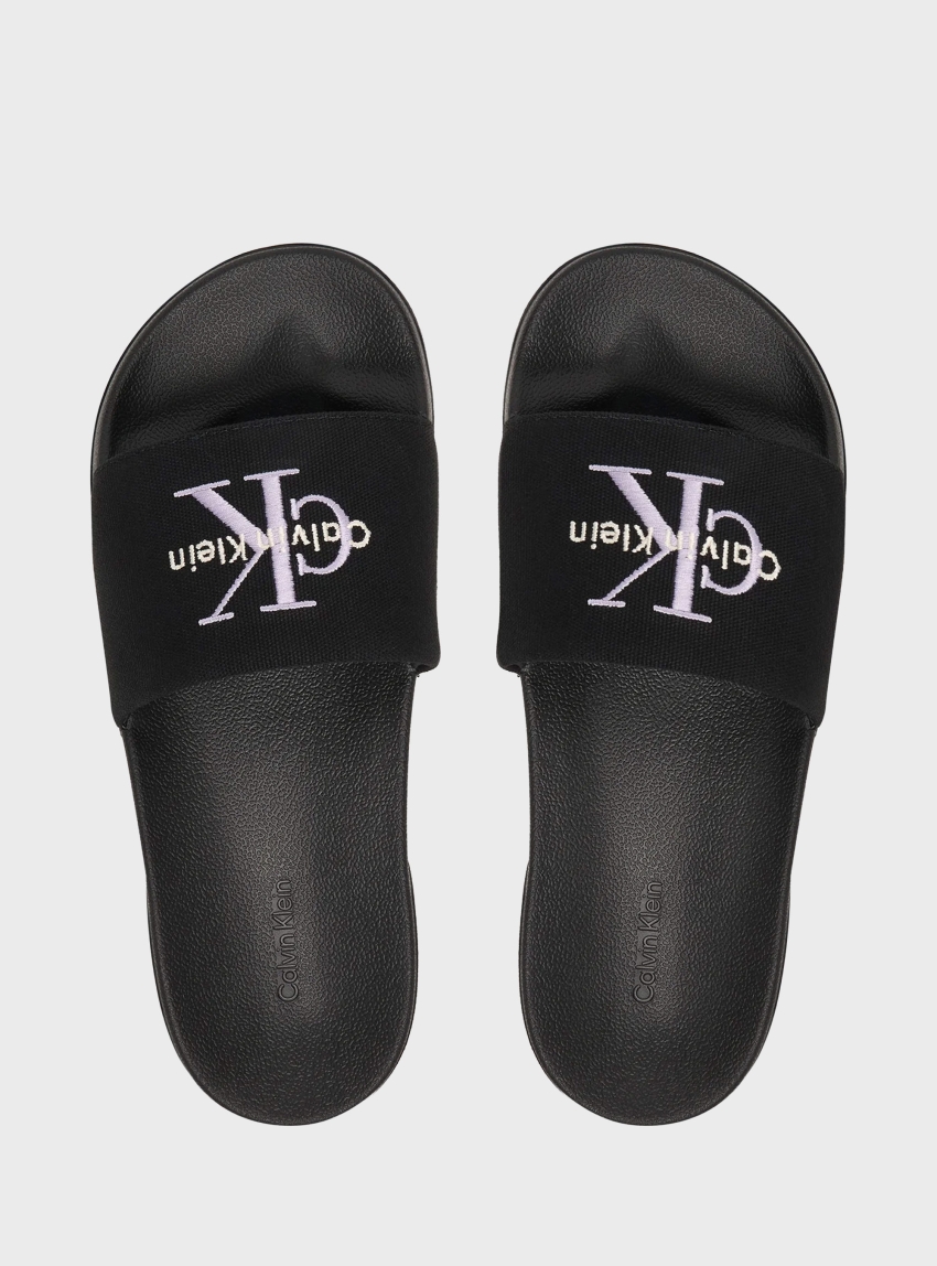 Calvin Klein Canvas Signature Logo Sliders - Black