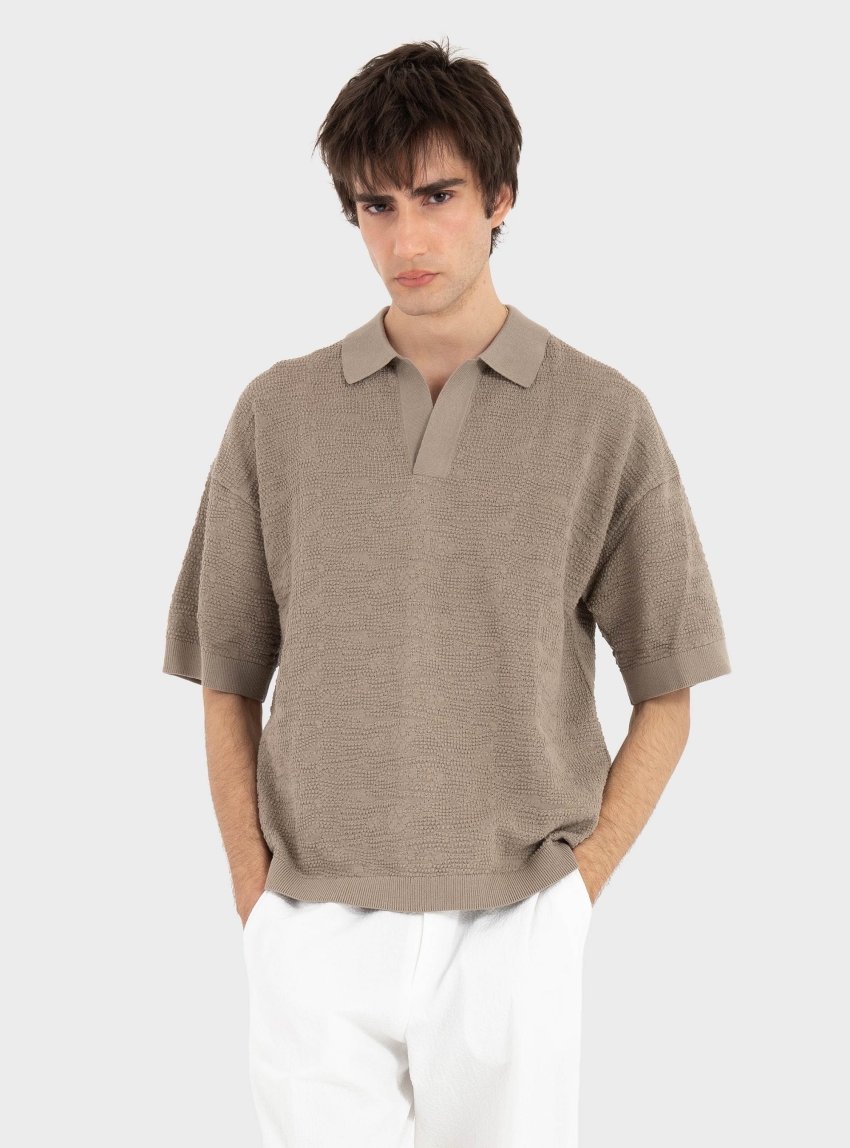 Drykorn Oversized Pure Cotton Knit Polo Laurenzzo - Brown