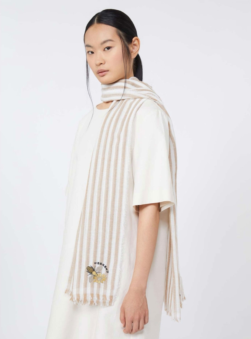 Weekend Max Mara Stole in linen and cotton - Off White
