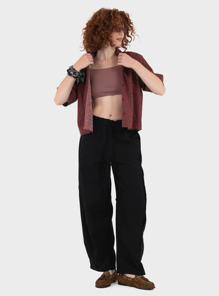 Black & Black Trousers - Black