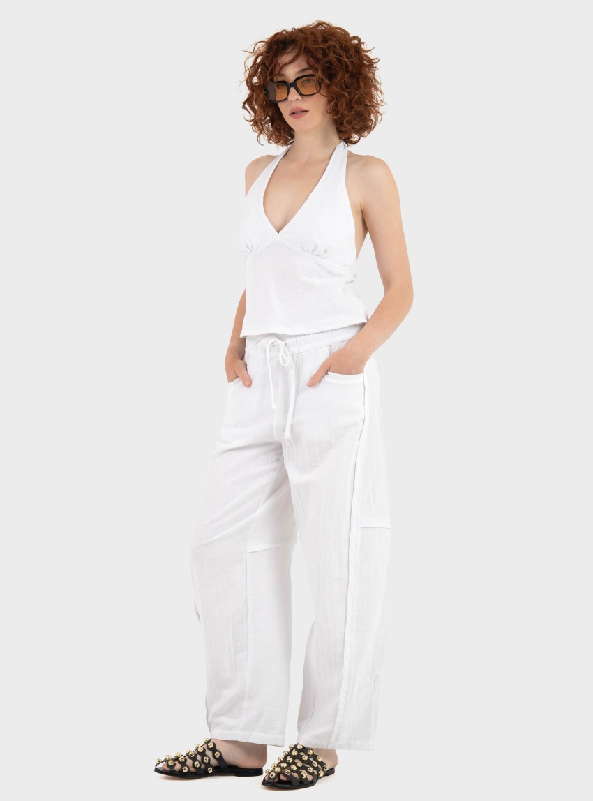Black & Black Trousers - White
