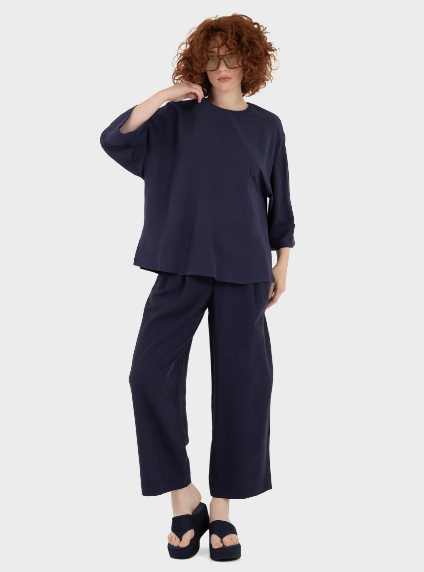 Black & Black Pants - Blue