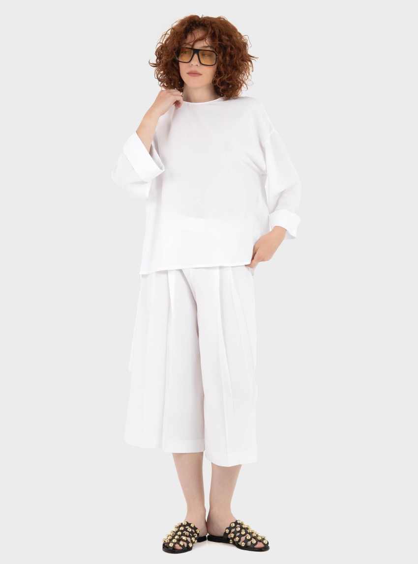 Black & Black Zip Culottes - White