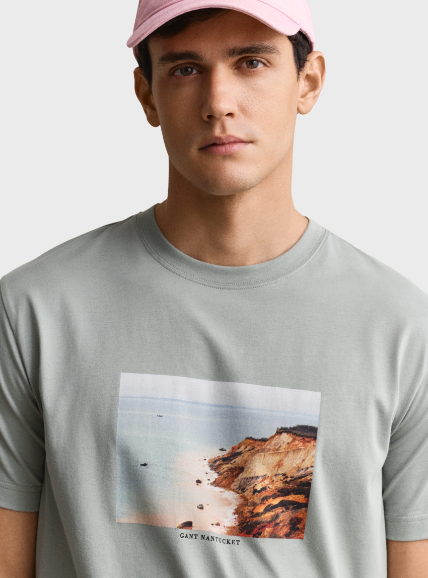 Gant Scenery Graphic T-Shirt - Light Grey