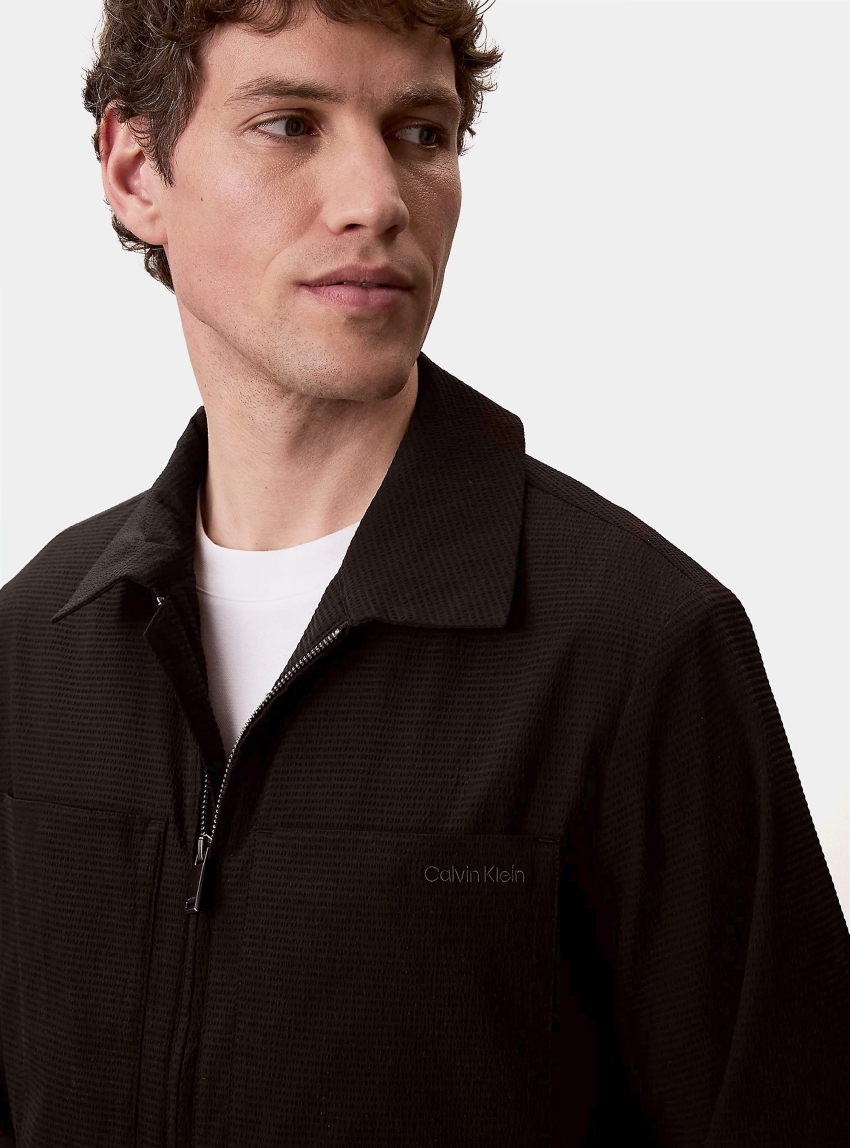 Calvin Klein Seersucker Blouson Jacket - Black