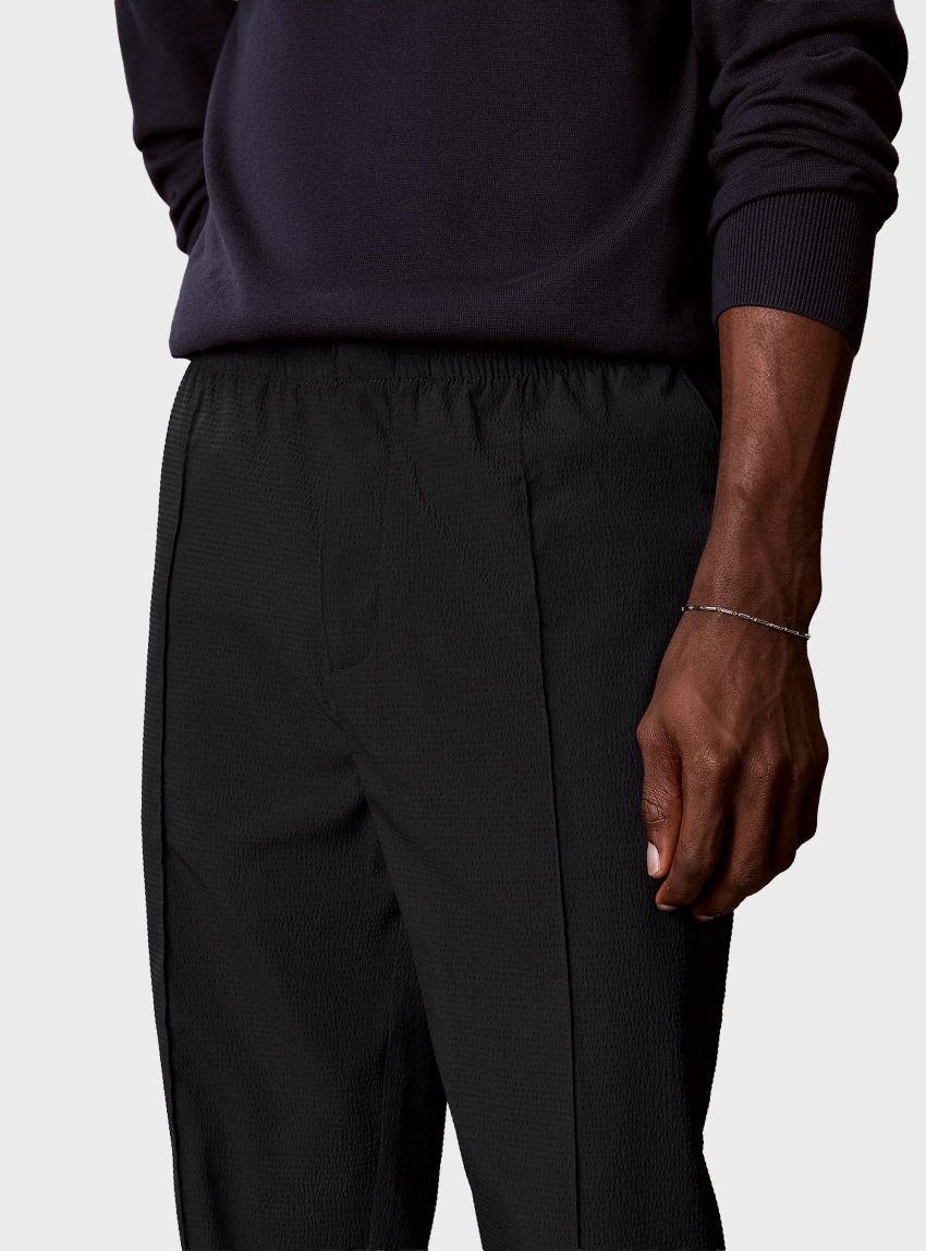 Calvin Klein Seersucker Pull-on Trousers - Black