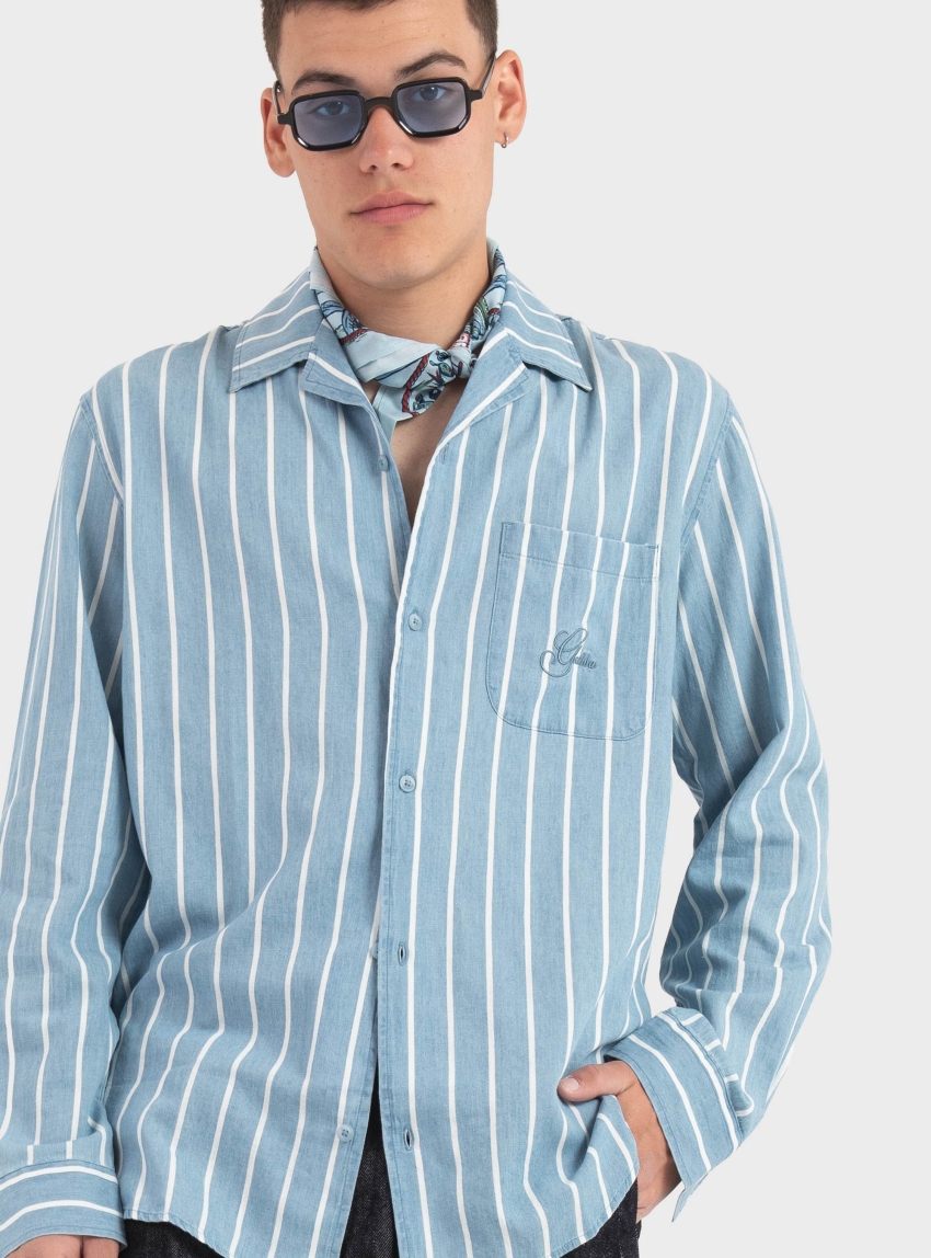 Gabba GABtimo Resort Stripes Shirt - Light Aged Denim
