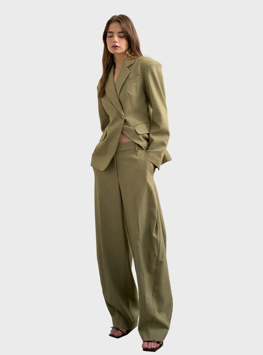 Topshop Palea Pleat Trousers - Taupe